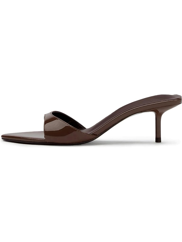Women's Chocolate Kitten Heels Pointed Open Toe Slingback Heels Sandals Summer